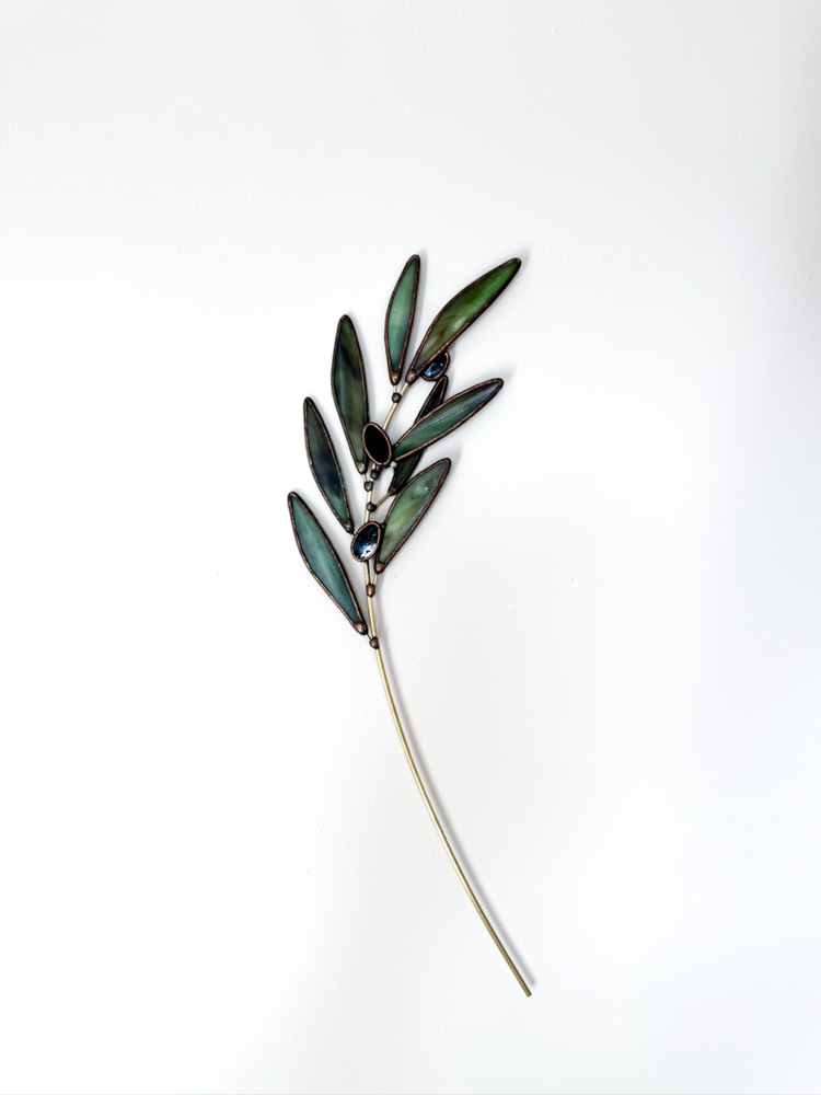 Zeytin Dalı / Duvara asılan vitray çiçek