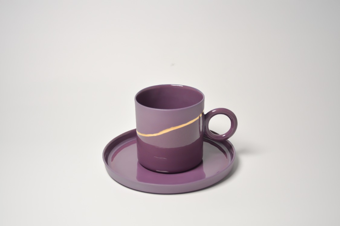 Pure Mini Fincan / Mürdüm - Gold