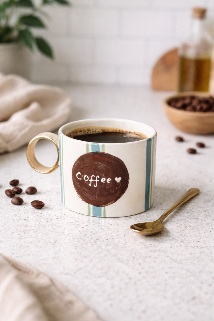 Mavi Yeşil Çizgili - Coffee