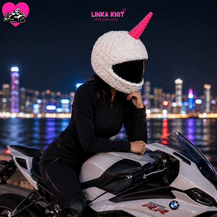 Pembe Unicorn Motorsiklet Kask Kılıfı,Eğlenceli Kask Koruyucu,Motor Kaskı Üzerine