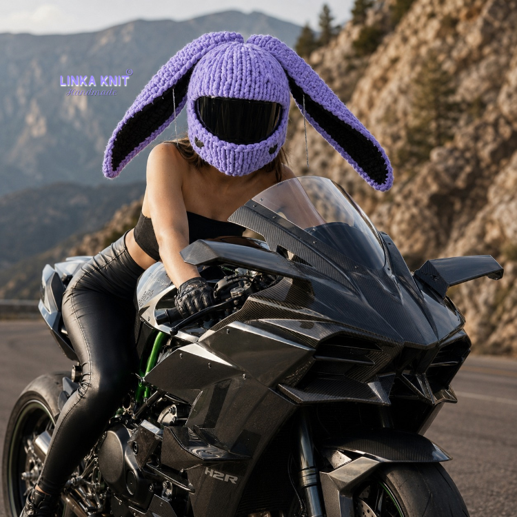 Tavşan Kulaklı Kalpli Motorsiklet Kask Kılıfı,Eğlenceli Kask Koruyucu,Motor Kaskı Üzerine