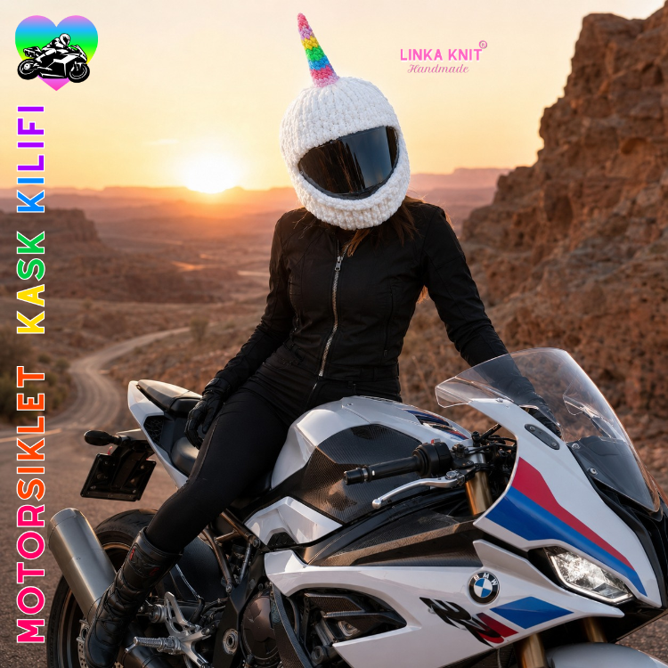Rainbow Unicorn Motorsiklet Kask Kılıfı,Eğlenceli Kask Koruyucu,Motor Kaskı Üzerine