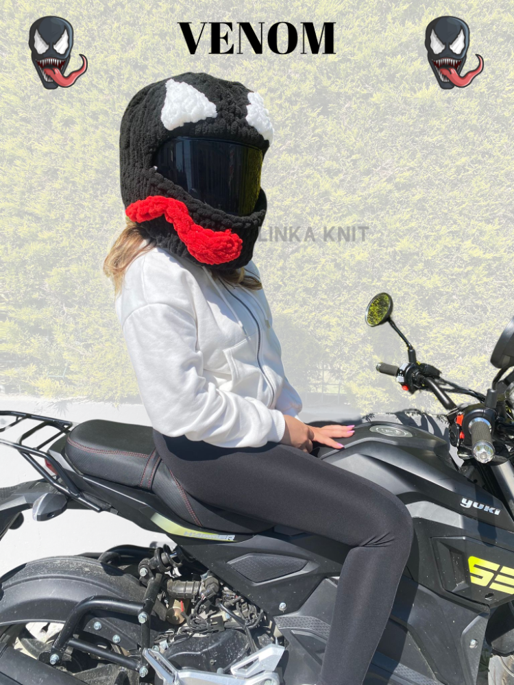 Venom Tasarımlı Motorsiklet Kask Kılıfı,Eğlenceli Kask Koruyucu,Motor Kaskı Üzerine