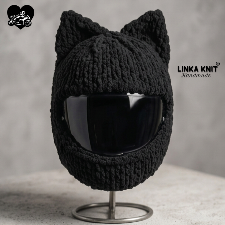 Kara Kedi Motorsiklet Kask Kılıfı,Eğlenceli Kask Koruyucu,Motor Kaskı Üzerine