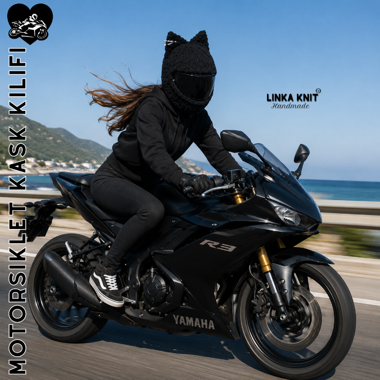Kara Kedi Motorsiklet Kask Kılıfı,Eğlenceli Kask Koruyucu,Motor Kaskı Üzerine