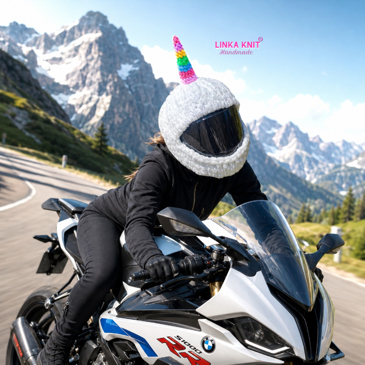 Rainbow Unicorn Motorsiklet Kask Kılıfı,Eğlenceli Kask Koruyucu,Motor Kaskı Üzerine