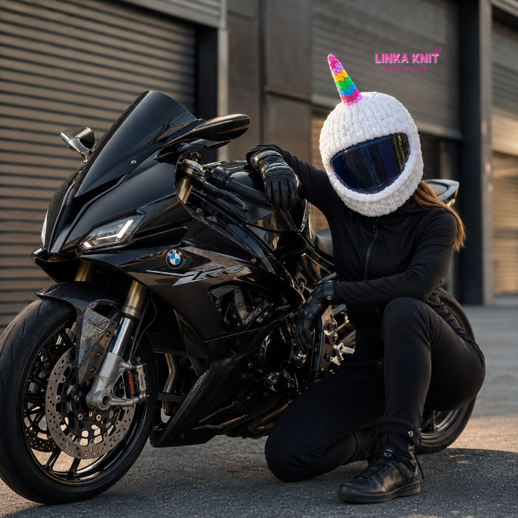Rainbow Unicorn Motorsiklet Kask Kılıfı,Eğlenceli Kask Koruyucu,Motor Kaskı Üzerine