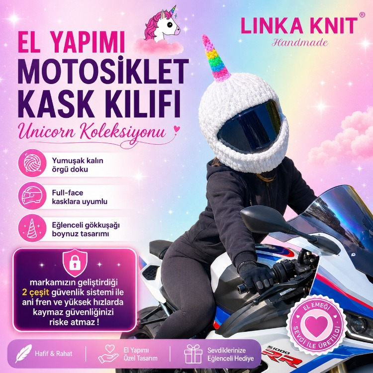 Rainbow Unicorn Motorsiklet Kask Kılıfı,Eğlenceli Kask Koruyucu,Motor Kaskı Üzerine