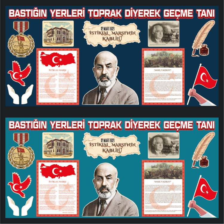 12 Mart İstiklal Marşı'nın Kabulü ve Mehmet Akif Ersoy Pano Seti