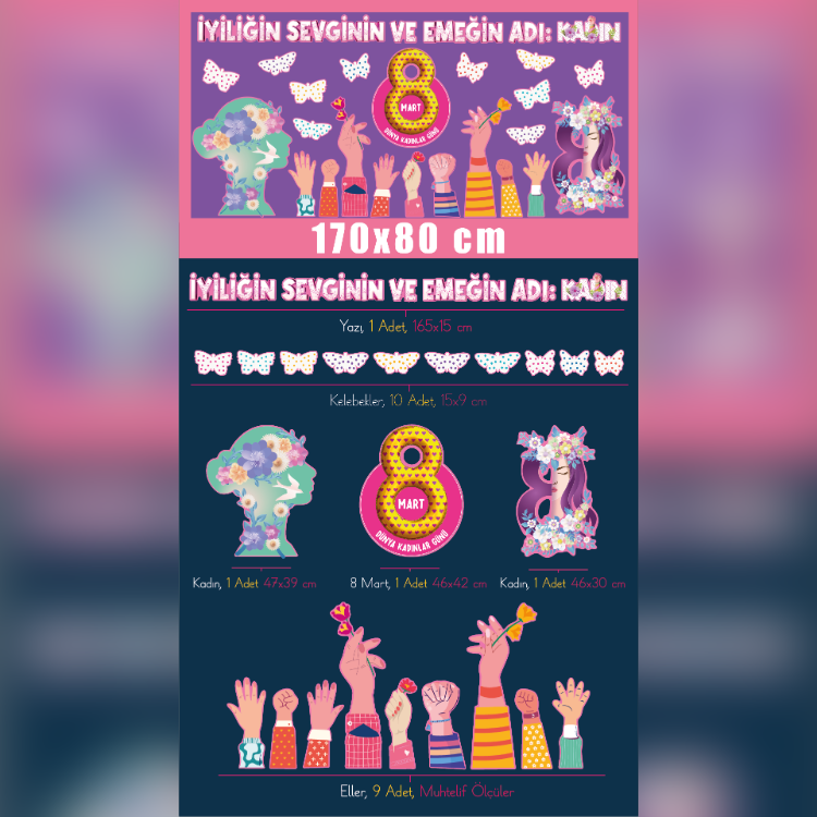 8 Mart Dünya Kadınlar Günü Pano Seti – "Emek ve Sevgi" Temalı