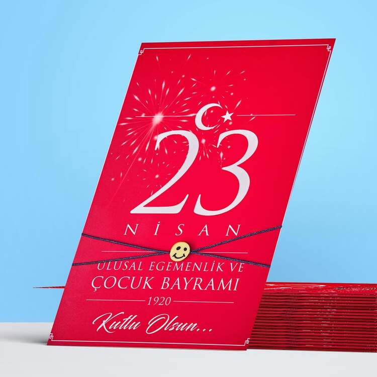 23 Nisan Bileklik Kart-Smile Emojili