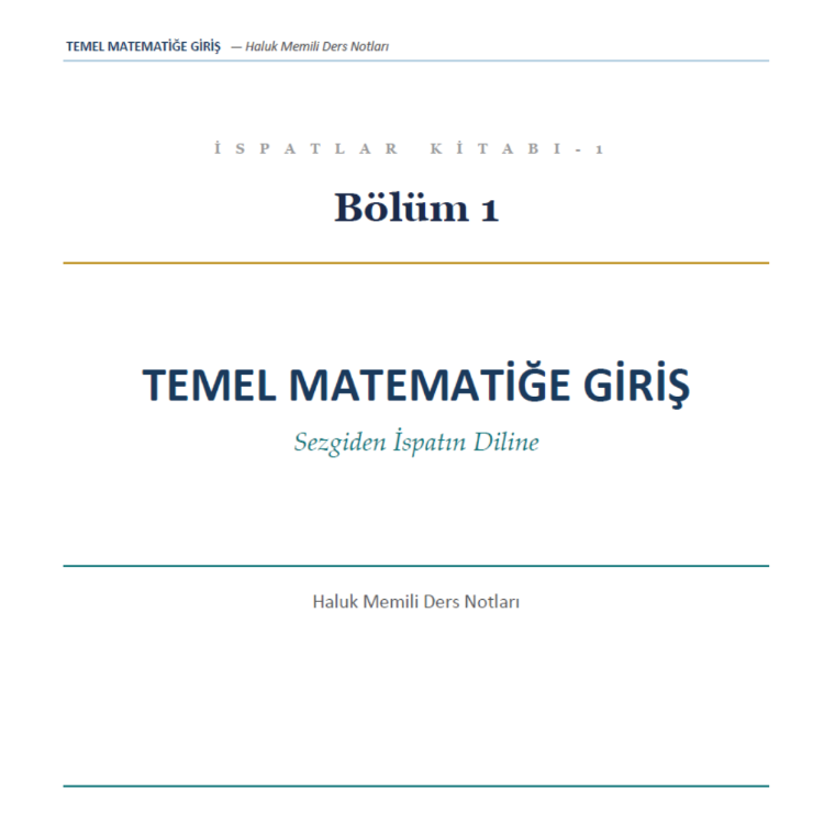 Temel Matematiğe Giriş - İspatlar Kitabı 1 - Bölüm 1 (Dijital Ürün)