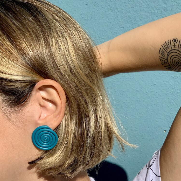 Mother Earth Pachamama Studs - Glitter Deep Green