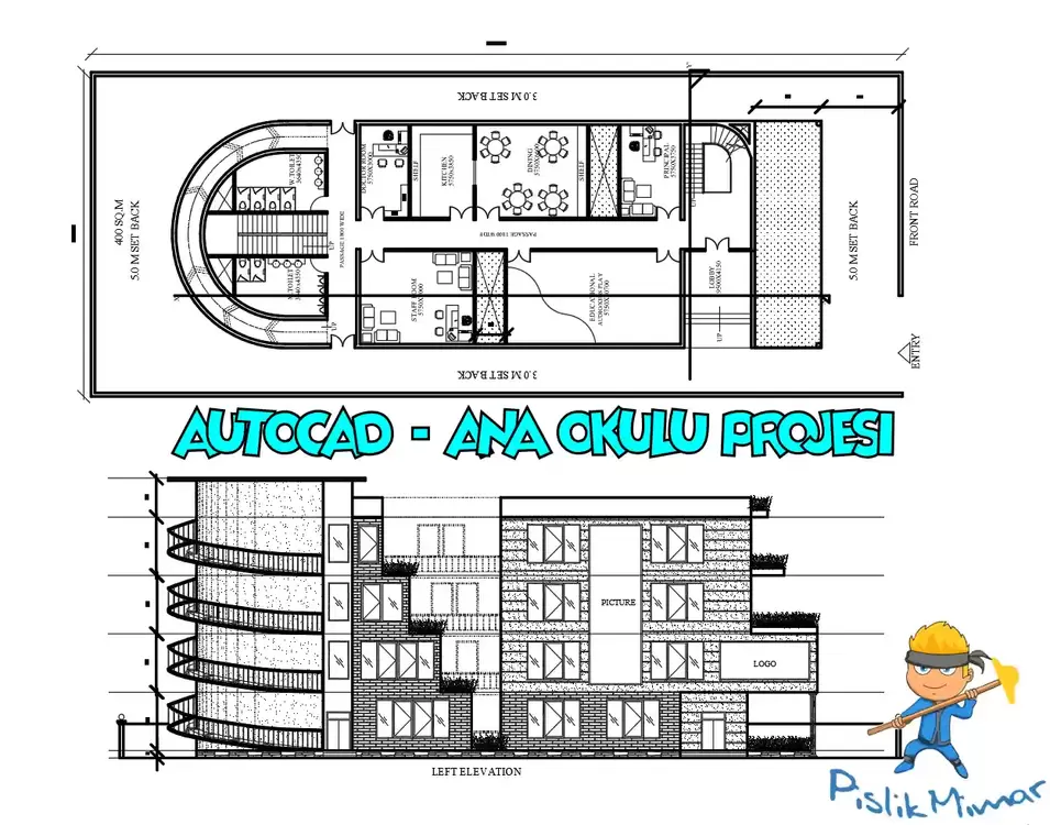 3 Katlı - Anaokulu Projesi (AutoCAD DWG İndir)