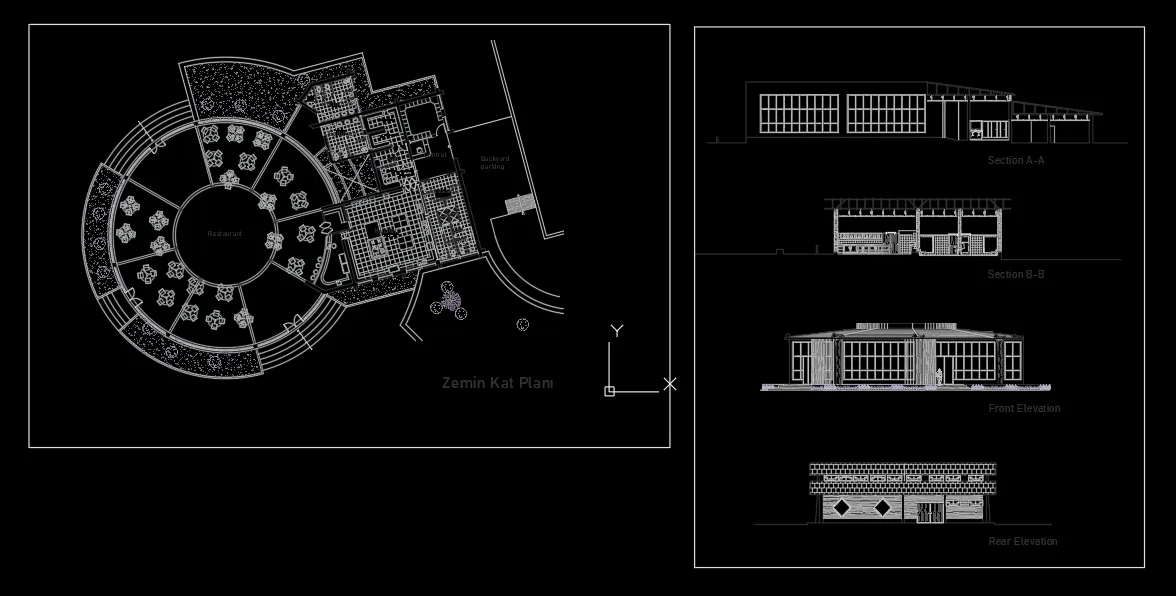 Yuvarlak Form Restoran Projesi ( DWG İndir )