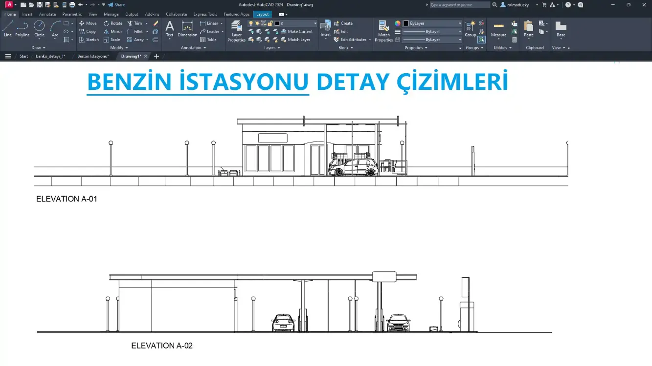 Benzin İstasyonu Projesi (Premium) DWG İndir