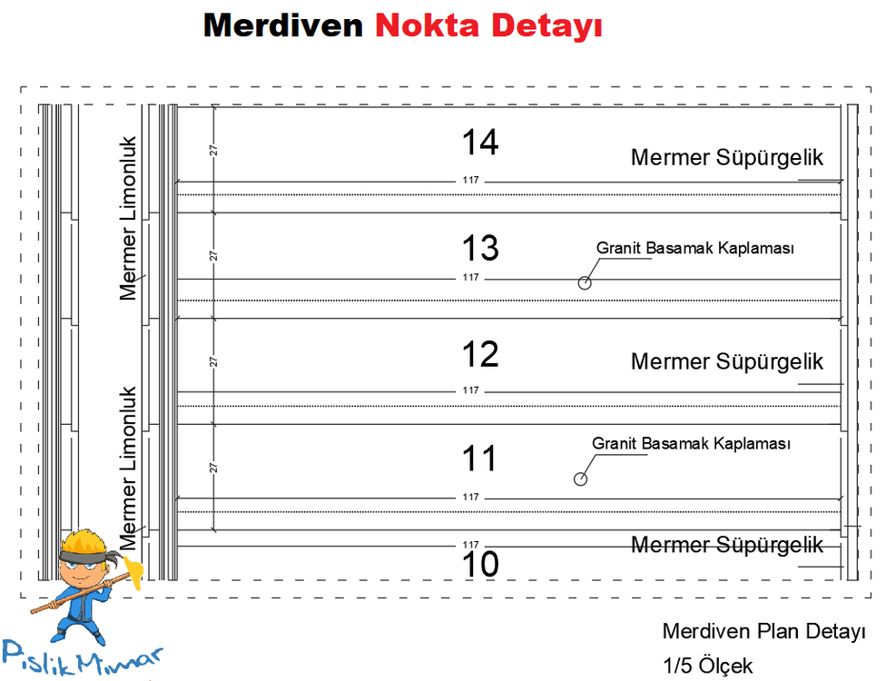 Merdiven Plan, Kesit ve Sistem Detay Çizimleri (Autocad DWG)