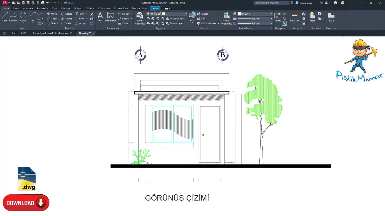 Güvenlik Kulübesi Projesi – DWG Çizim Seti
