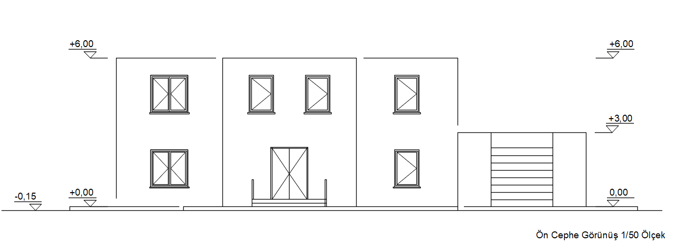 2 Katlı Villa Projesi - Plan, Kesit ve Görünüş Çizimleri