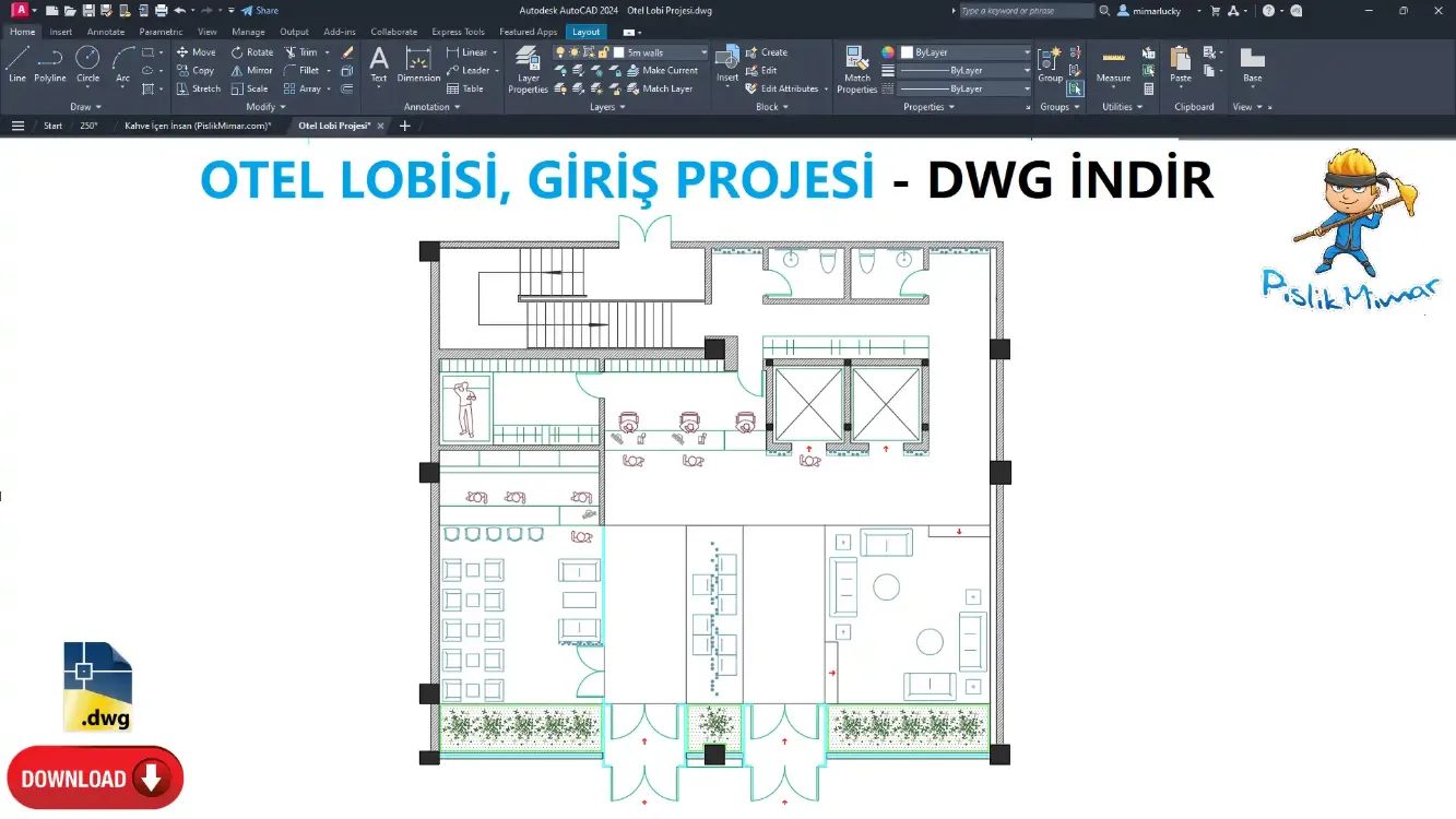 Otel Lobi Projesi (DWG İndir)