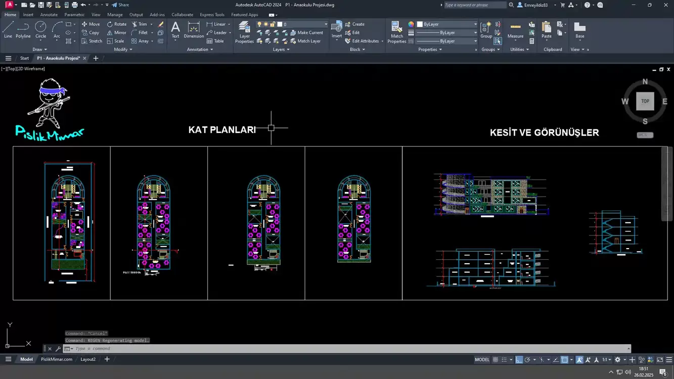 3 Katlı - Anaokulu Projesi (AutoCAD DWG İndir)