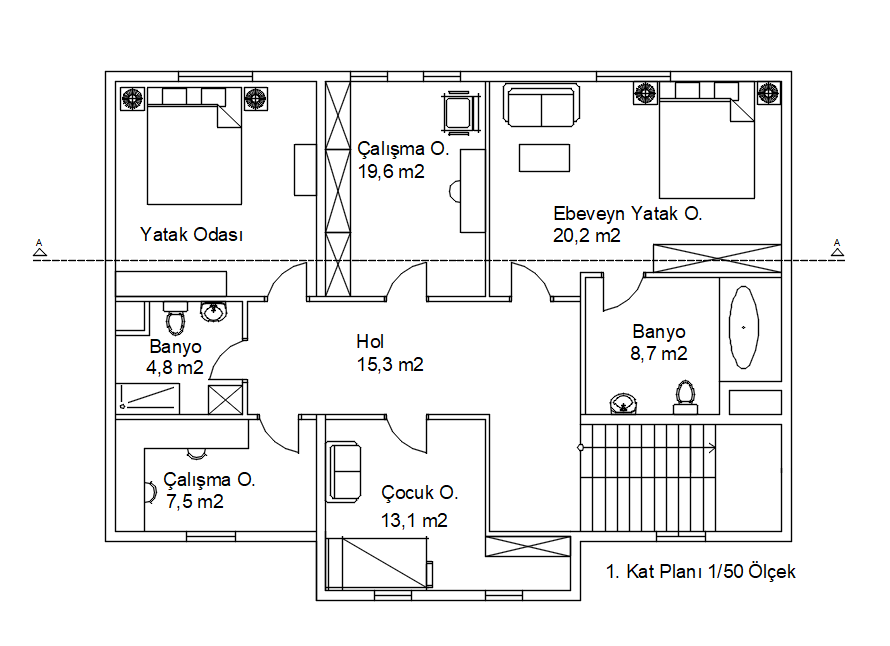 2 Katlı Villa Projesi - Plan, Kesit ve Görünüş Çizimleri