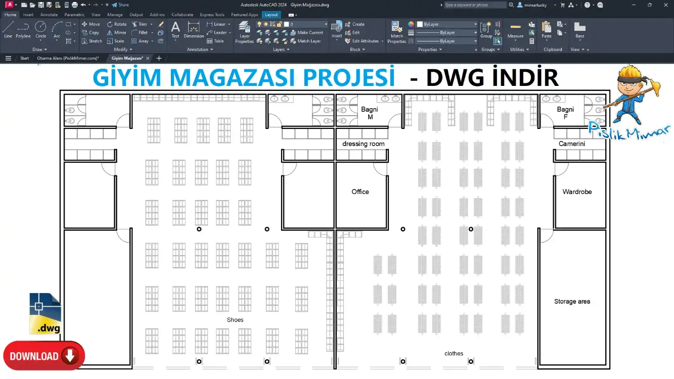 Giyim Mağazası Projesi - DWG İndir