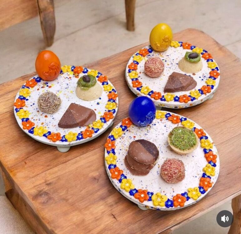 Turuncu Yumurtalı El Yapımı Seramik Sunumluk 16 cm
