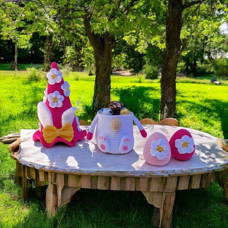 Çiçekli Tavşan Gnome Paskalya 