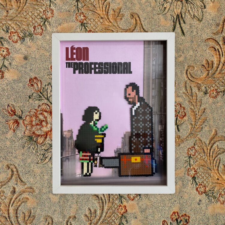 El Yapımı Perler Boncuk Léon: The Professional Film Posteri – Çerçeveli Duvar Dekoru 30x40 cm