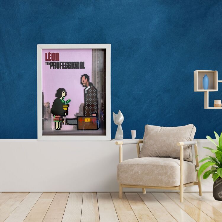 El Yapımı Perler Boncuk Léon: The Professional Film Posteri – Çerçeveli Duvar Dekoru 30x40 cm