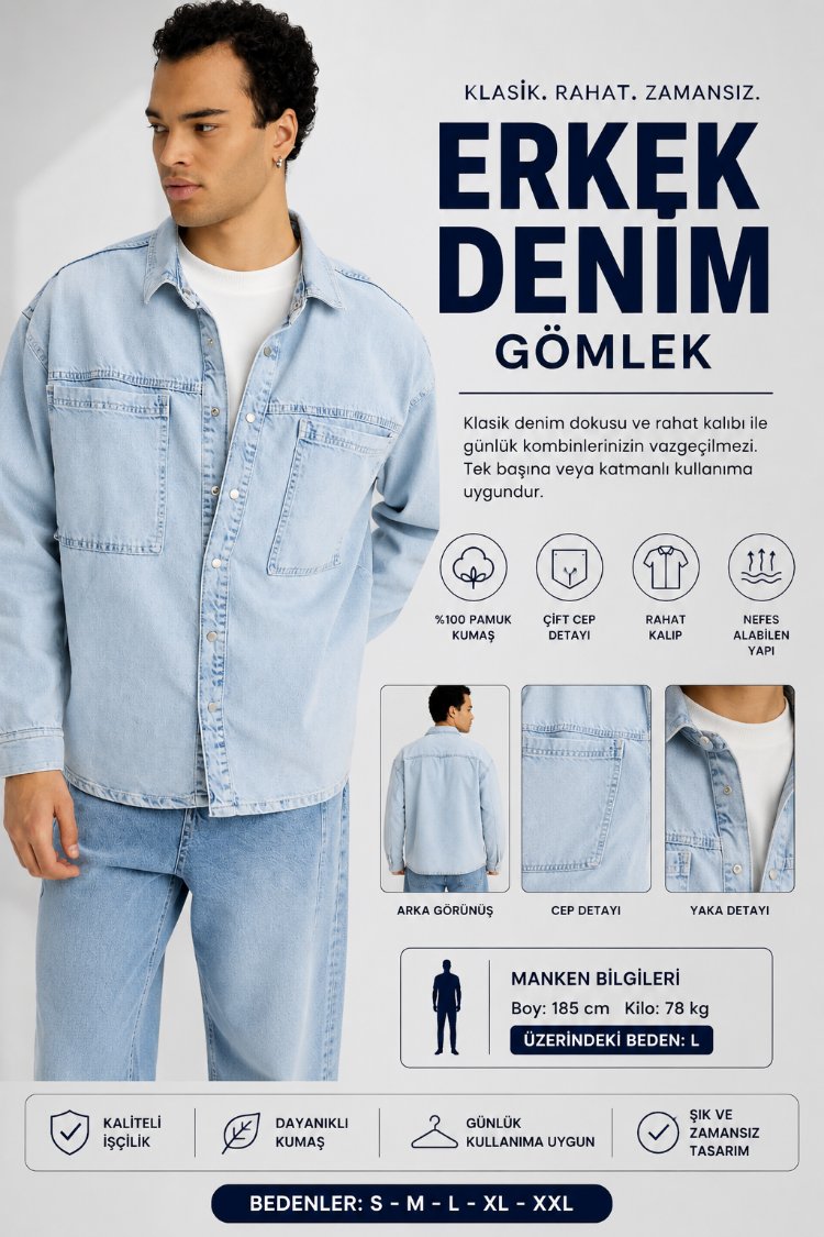 ERKEK  DENIM GÖMLEK