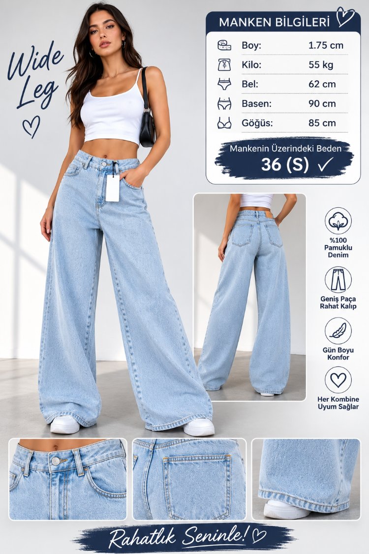 BAYAN WIDE LEG KOT PANTOLON