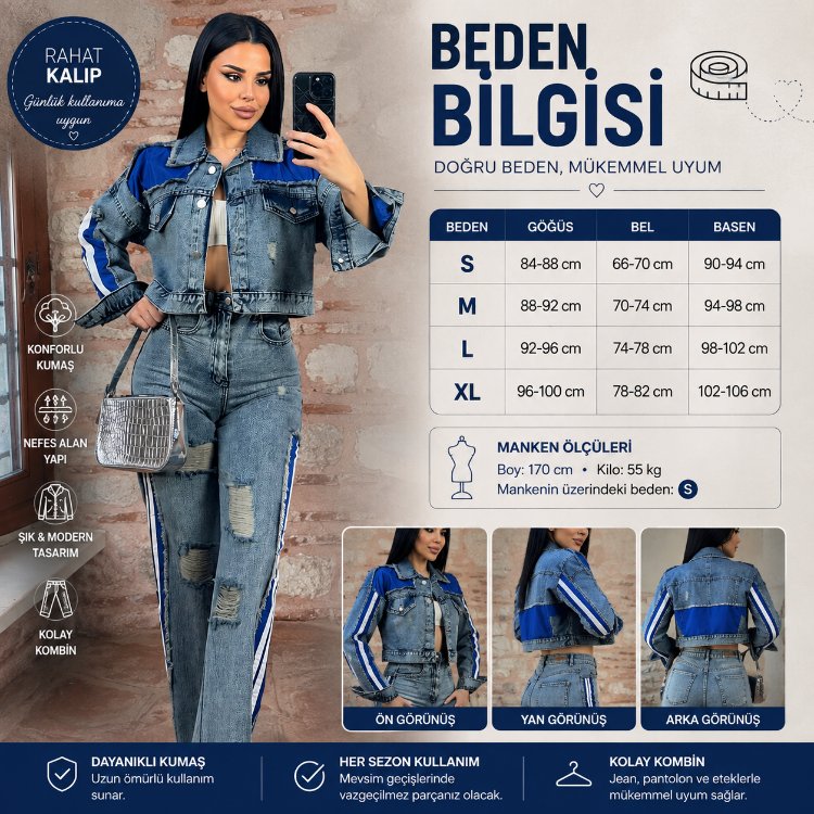 BAYAN ÖZEL TASARIM DENİM CEKET