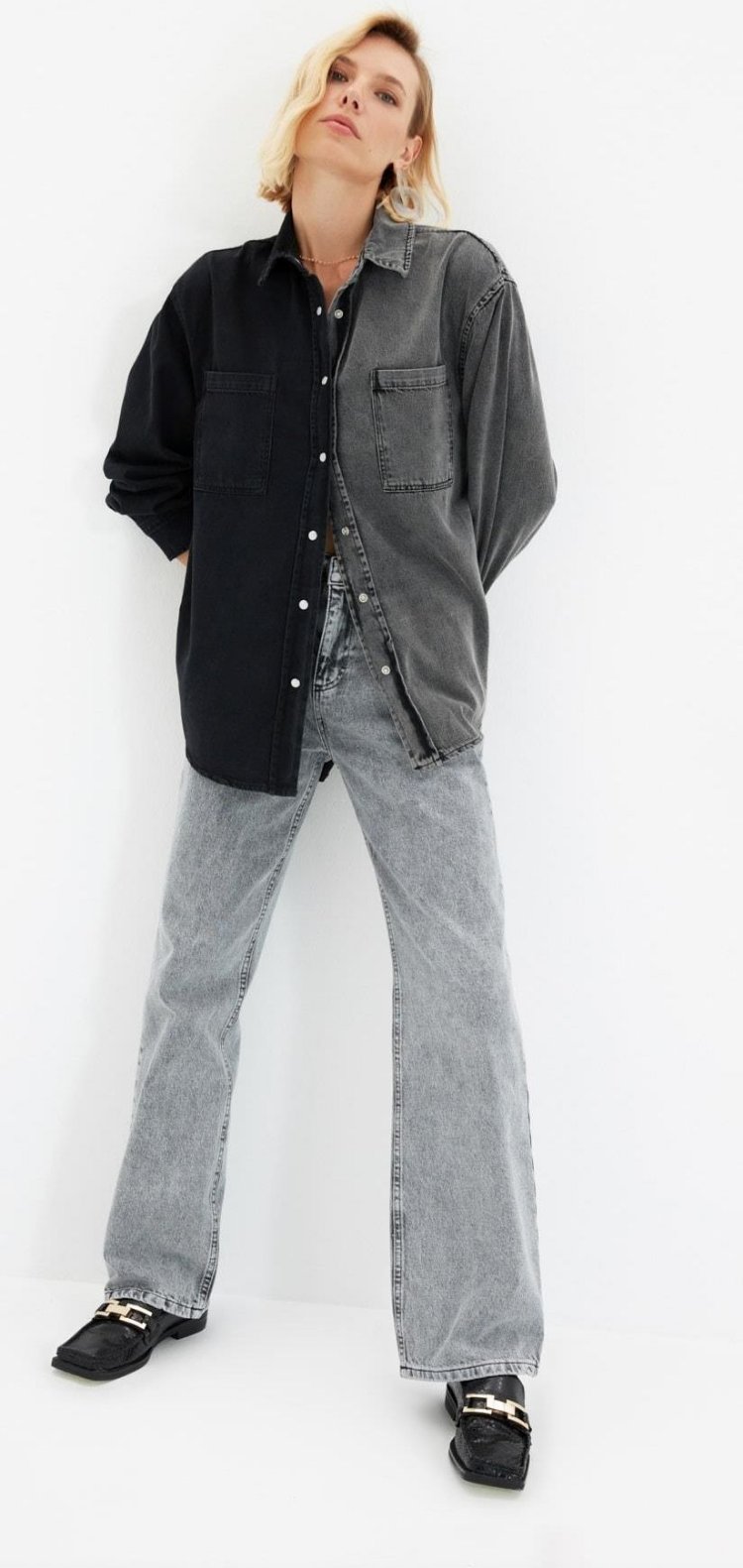 ÇİFT RENK OVERSIZE GÖMLEK