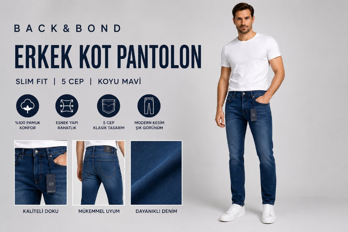 BACK&BOND ERKEK KOT PANTOLON – SLIM FIT