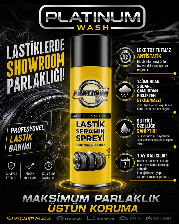 PLATİNUM WASH SUSUZ LASTİK SERAMİK KATKILI SPREY 500ML