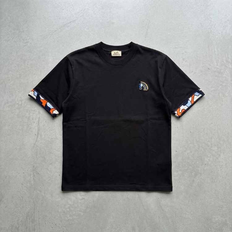 HR Paris Premium At Figürlü Nakışlı Siyah T-Shirt