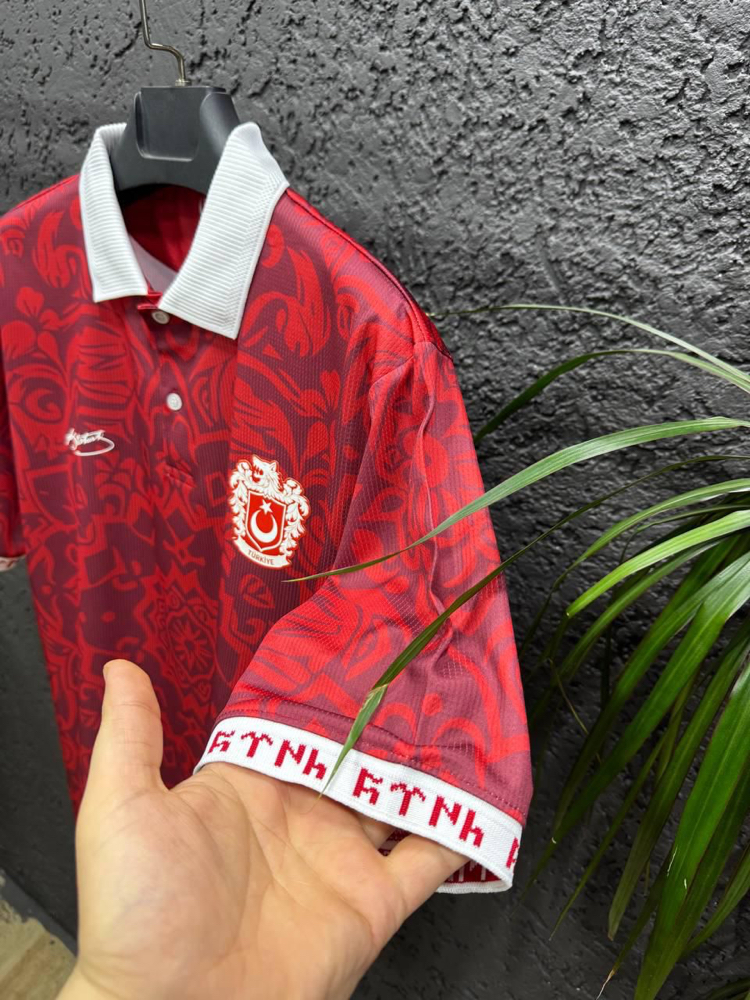 Türkiye Bozkurt Armalı Desenli Kırmızı Polo Yaka Forma