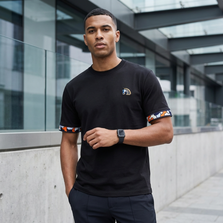 HR Paris Premium At Figürlü Nakışlı Siyah T-Shirt