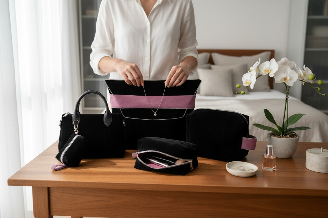 Pomélie Classic Büyük Boy – Kadife Siyah Pembe