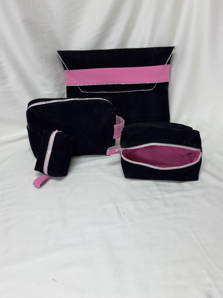 Pomélie Classic Orta Boy – Kadife Siyah Pembe