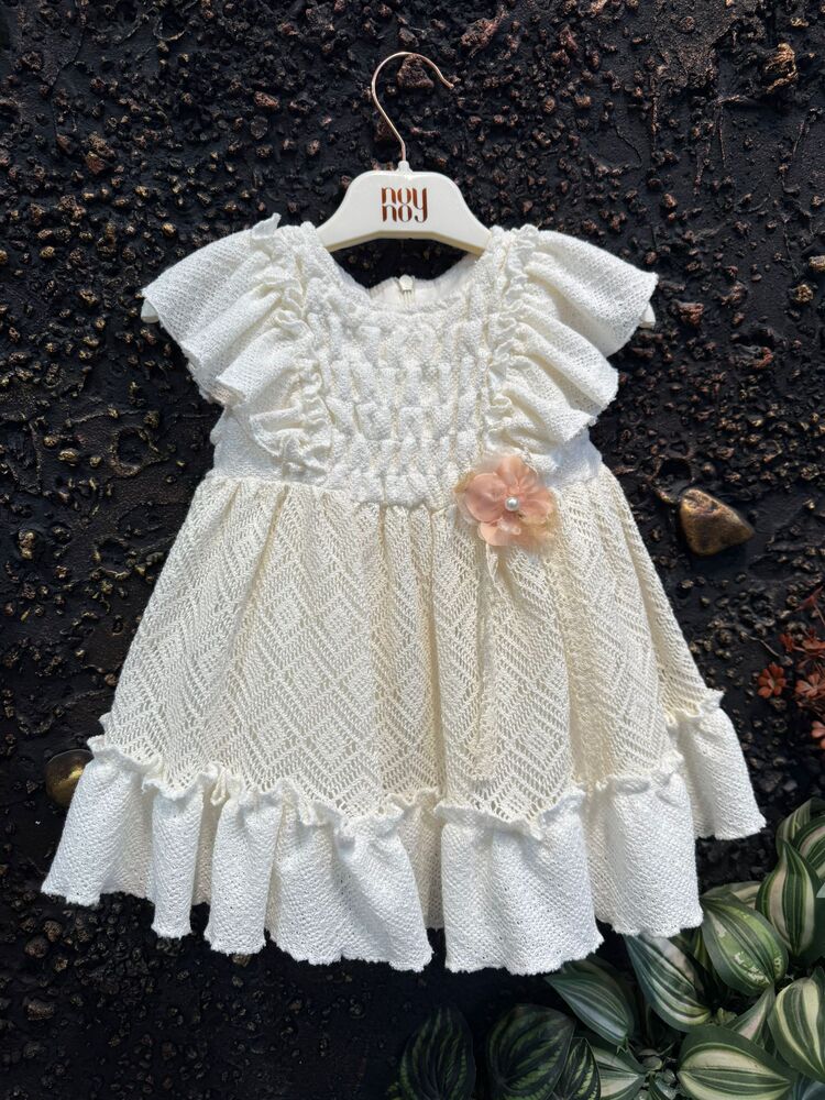 KIZ BEBEK DANTEL DETAYLI ÇİÇEKLİ ELBİSE
