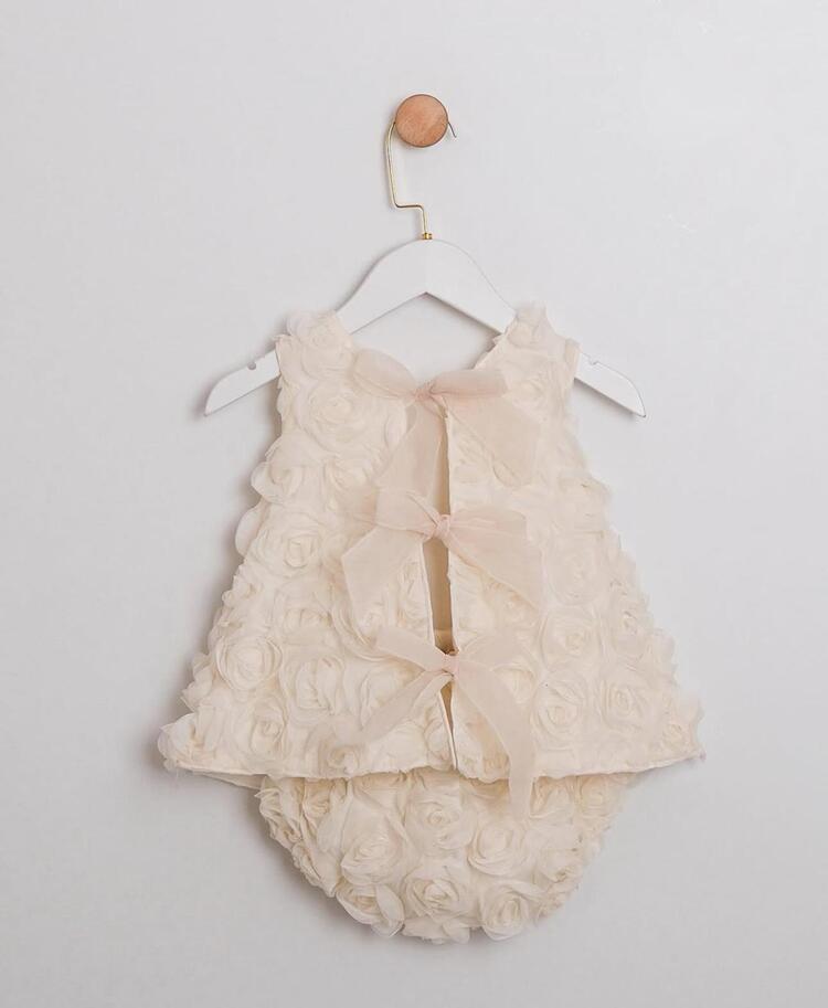 BEYAZ KIZ BEBEK 3D GÜL DETAYLI TAKIM ÖZEL GÜN FOTORAF ÇEKİMİ DOĞUMGÜNÜ