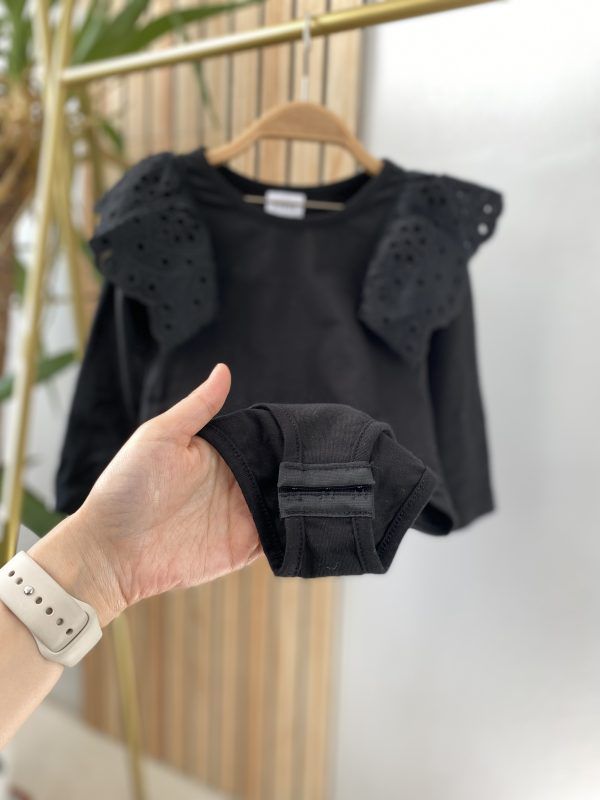 KIZ ÇOCUK PAMUKLU KOL KISMI GÜPÜRLÜ ÇIT ÇITLI BODY GÜNLÜK