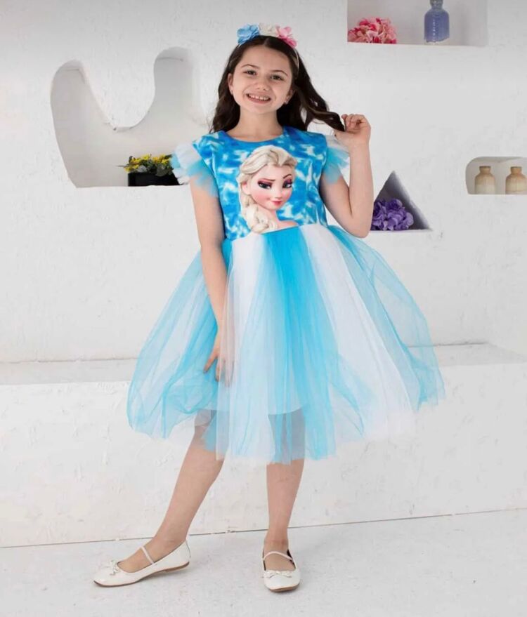 KIZ ÇOCUK KARLAR ÜLKESİ ELSA KOSTÜMÜ PARTİ ELBİSESİ DOĞUMGÜNÜ ELBİSESİ 