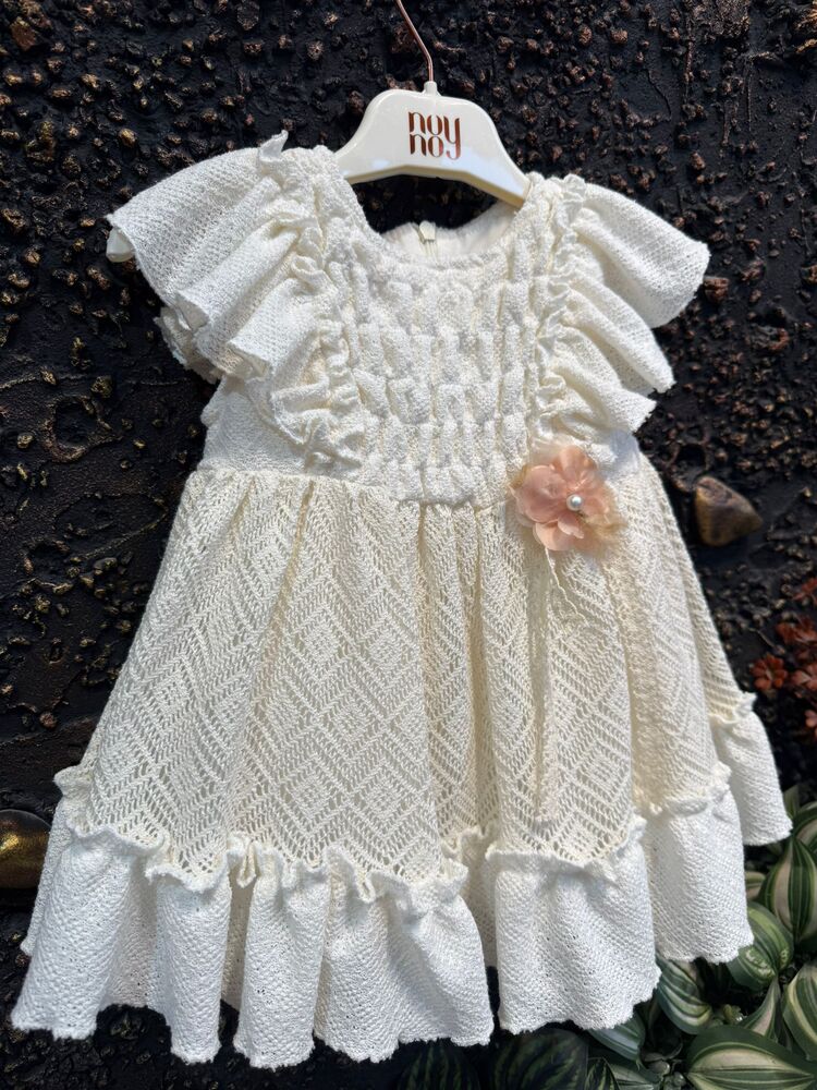 KIZ BEBEK DANTEL DETAYLI ÇİÇEKLİ ELBİSE