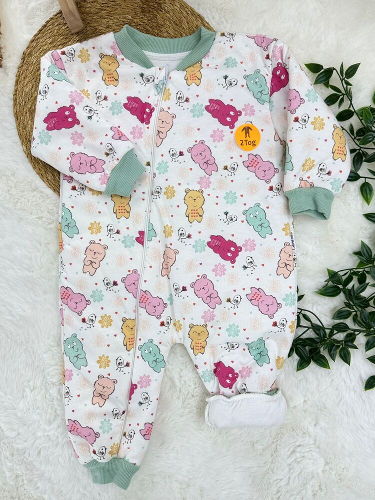 KIZ BEBEK 2 TOG AYICIK DESENLİ UYKU TULUMU %100 PAMUK KUMAŞ