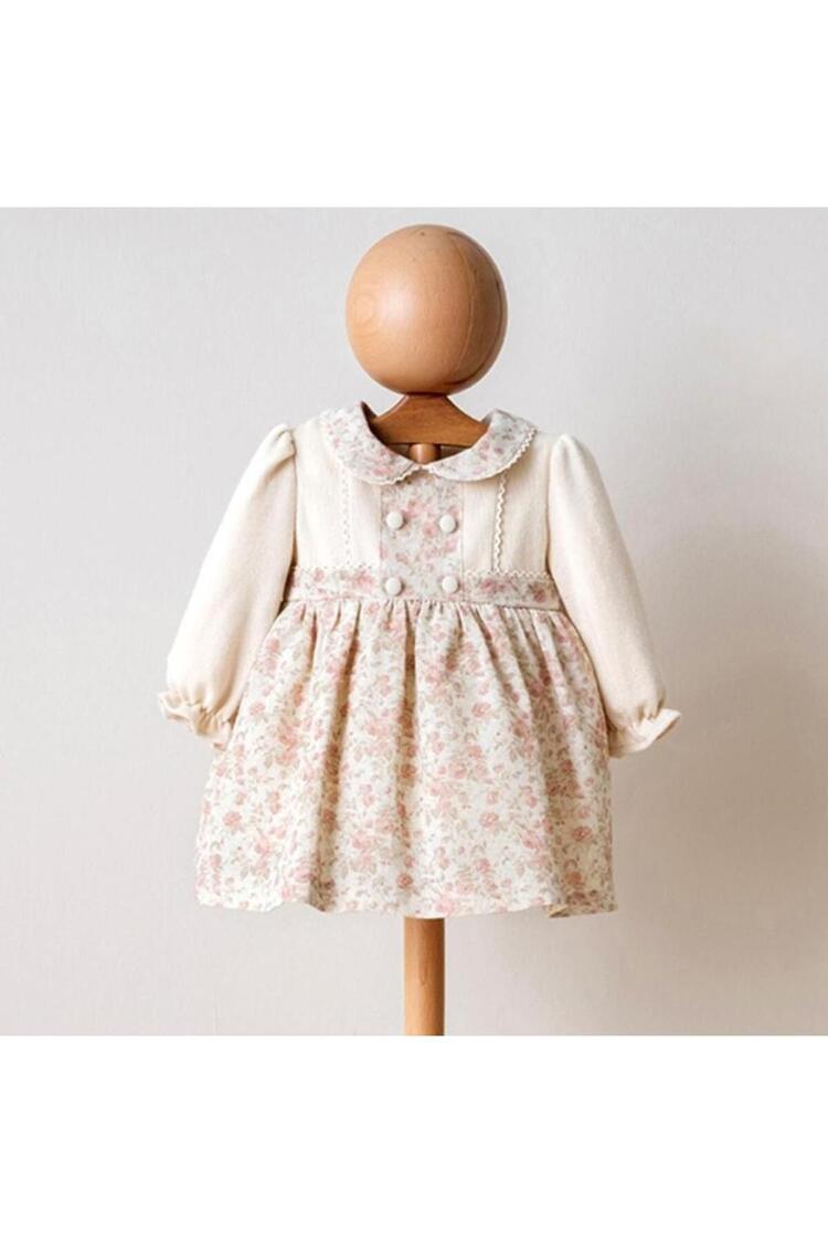KIZ BEBEK ÇİÇEK DESENLİ ELBİSE
