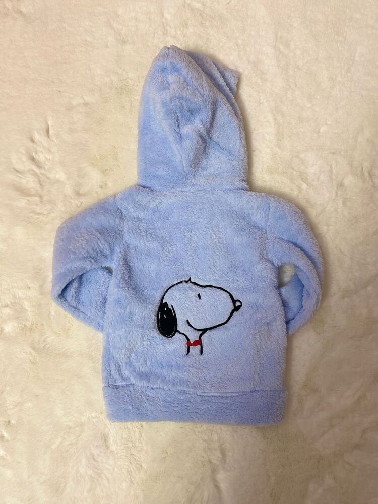 Erkek Çocuk Nakışlı Snoopy İşlemeli kapüşonlu Polar Üst